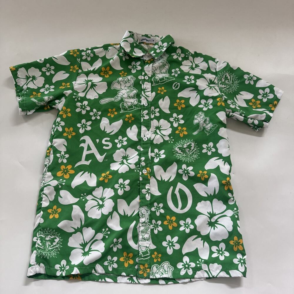 OAKLAND A'S Hawaiian Shirt Medium 2023 Promo SGA Kelly Green‎ Stomper MLB